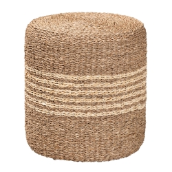 bali & pari Wickham Modern Bohemian Natural Brown Seagrass Ottoman Footstool